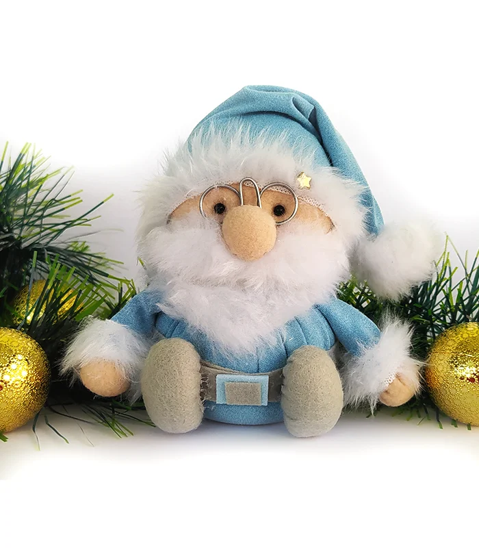 Papai Noel Azul – Decoração Natalina Artesanal e Exclusiva