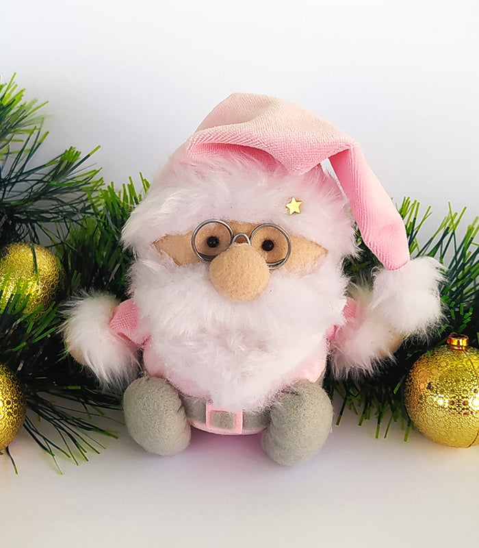 Papai Noel Rosa – Decoração Natalina Artesanal e Exclusiva